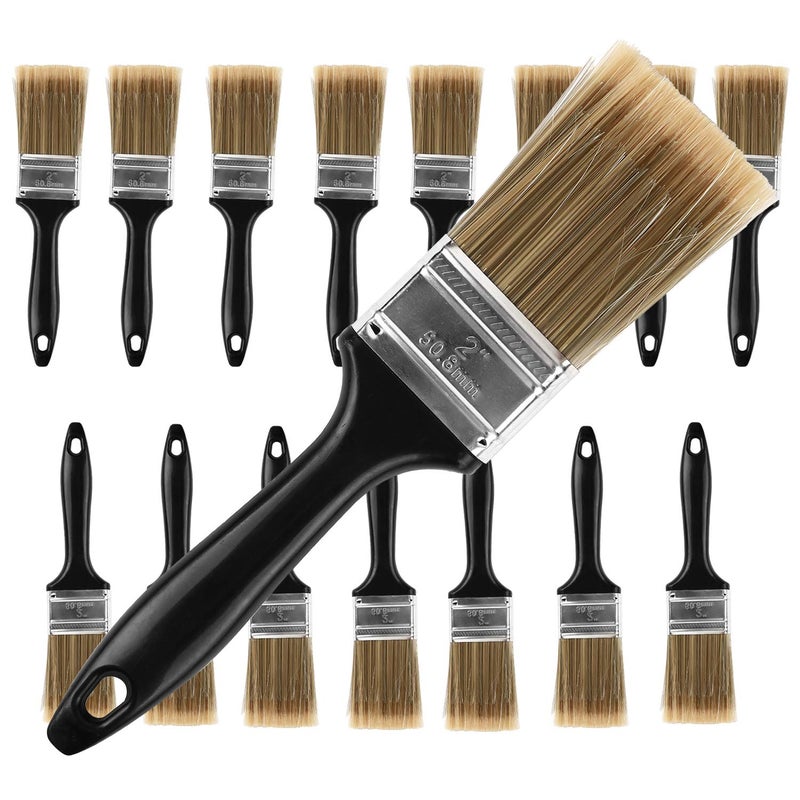 KINJOEK Paint Brush 16 Packs 2 Inch, Home Wall Trim House Chip Paintbrush Set, Professional Multi-Purpose Home Repair Tools for DIY Paint Stains Varnishes Glues Acrylics Cabinet Deck Fence Edge Door - Image 1